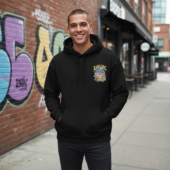 Explore Black Graphic Hoodie for Men - Picture 1 of 9